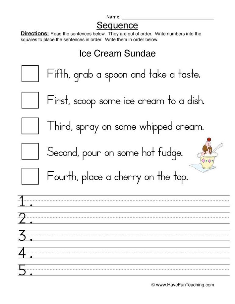 Grade 2 Sequence Writing Worksheets