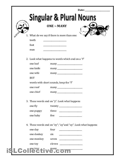 Singular And Plural Nouns Worksheet For Grade 3 Pdf