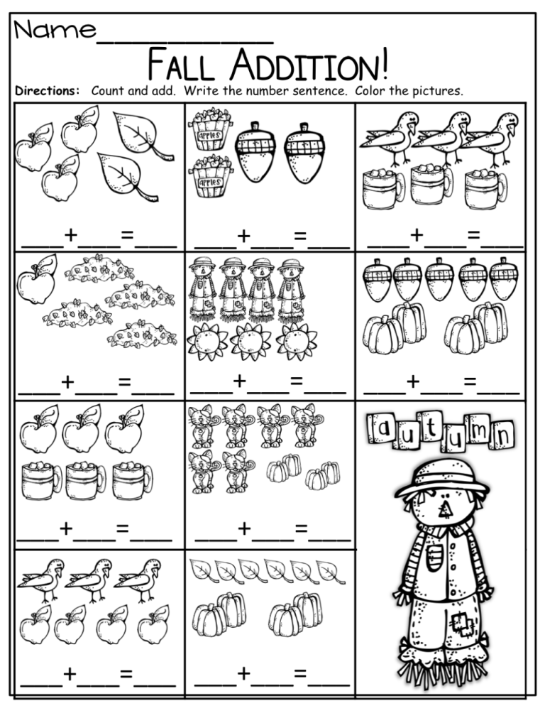 Kindergarten Easy Addition Problems