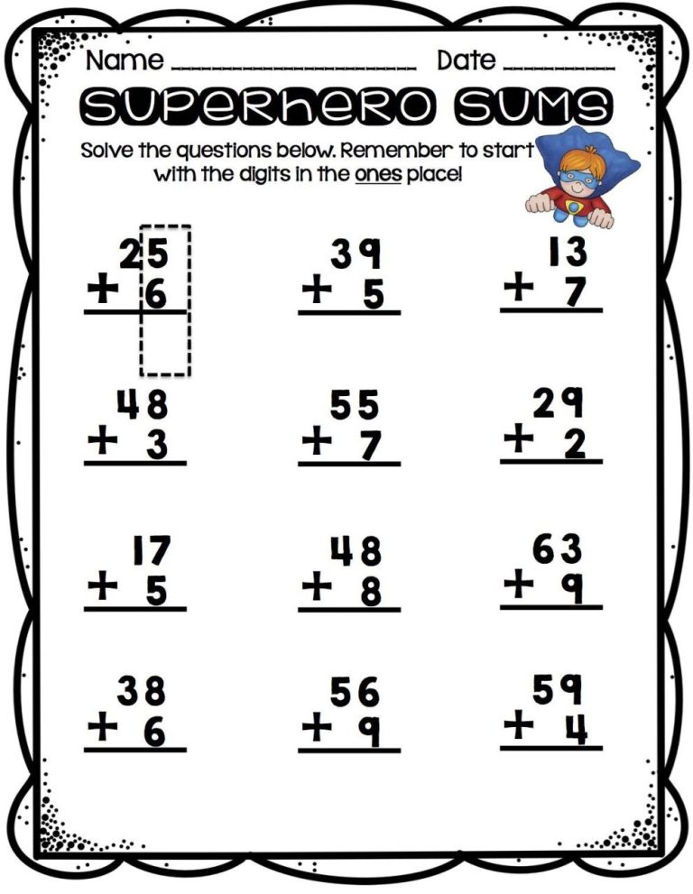 Double Digit Addition Worksheets For 1st Grade