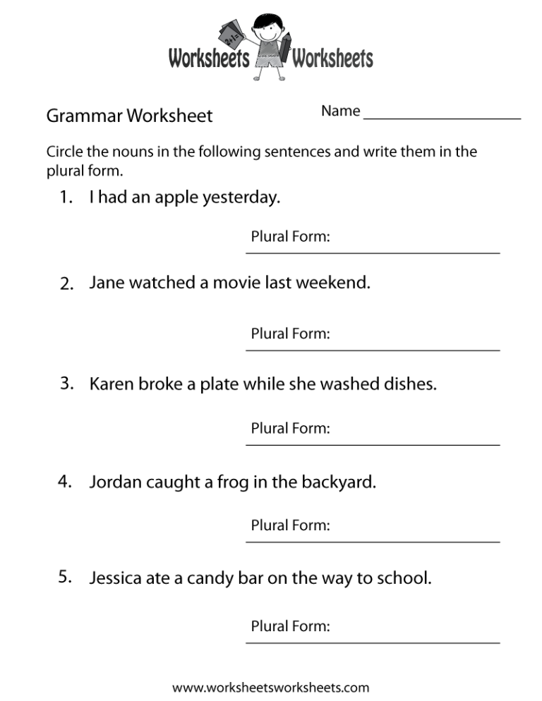 Free Printable Grade 3 English Worksheets Printable