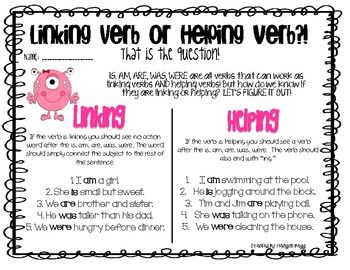 4th Grade Linking And Helping Verbs Worksheet