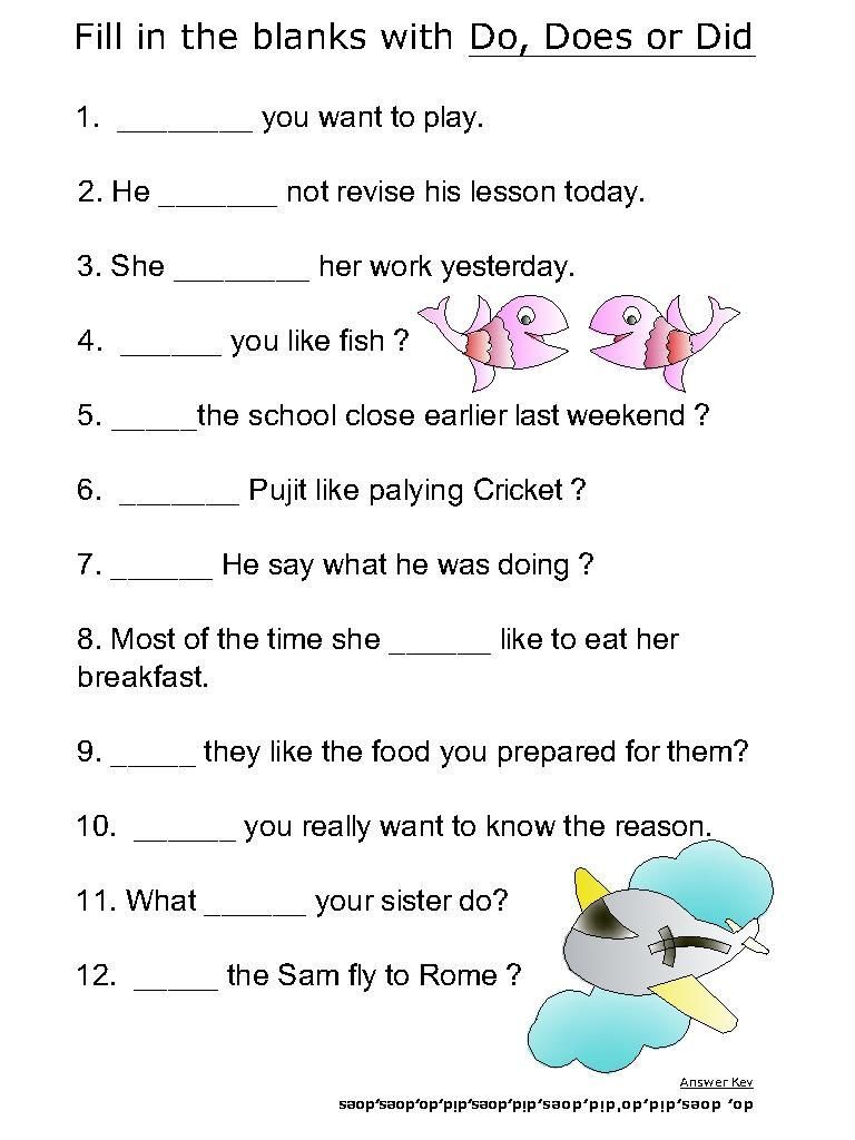 Helping Verbs Worksheets For Grade 2 With Answers