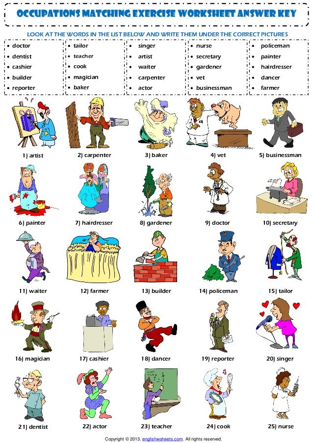 Jobs Vocabulary Worksheet Pdf