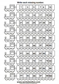 Fill In Missing Numbers 1-100 Worksheet