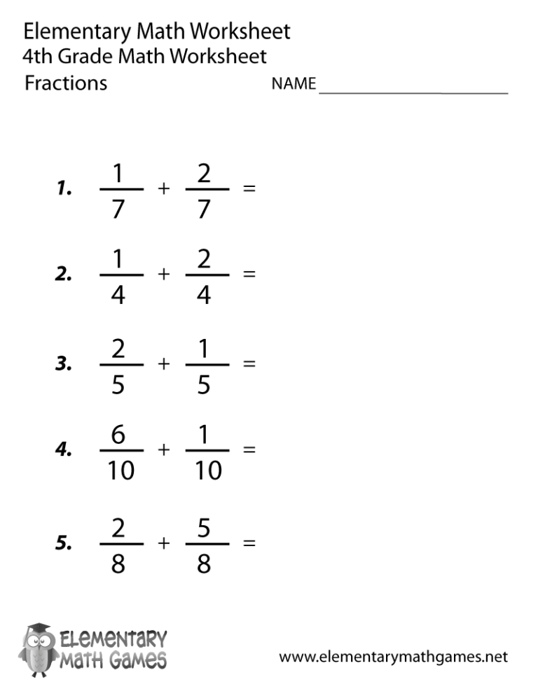 Fourth Grade Addition Problems For 4th Graders