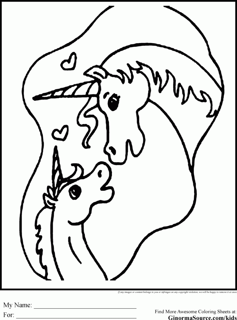 Baby Unicorn Coloring Pages