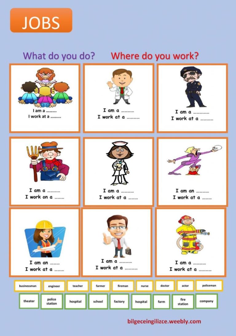 Professions Jobs Worksheet For Kindergarten