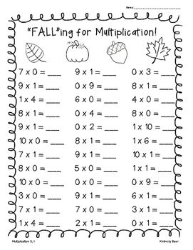 Multiplication Drills Pdf 0-10