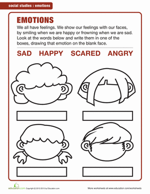 Preschool My Feelings Worksheet