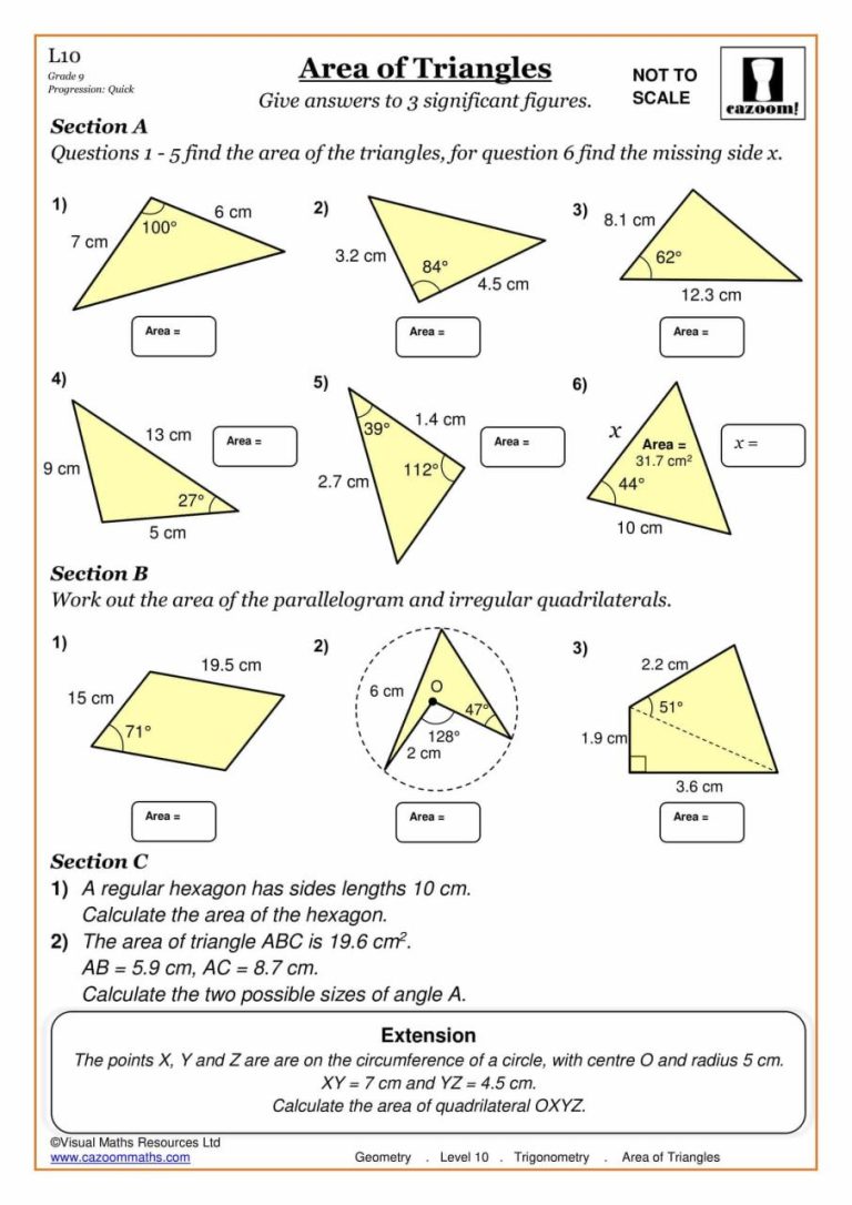 Year 9 Trigonometry Worksheets Pdf