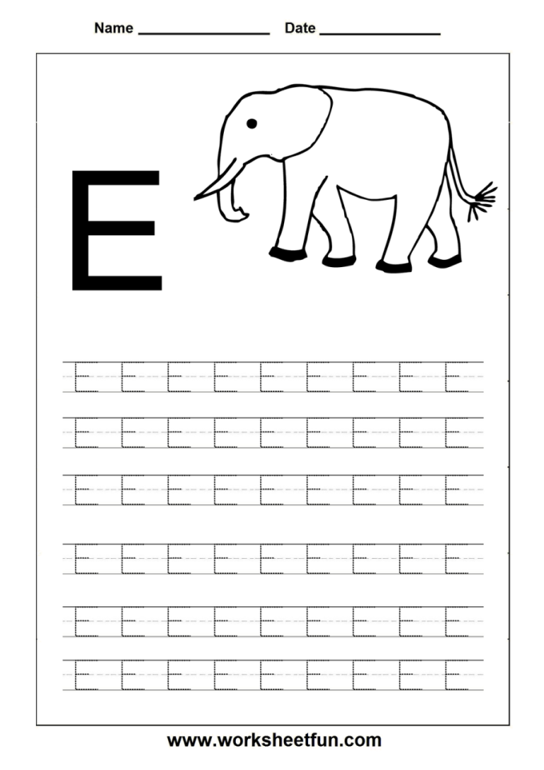 Printable Letter E Tracing Worksheets