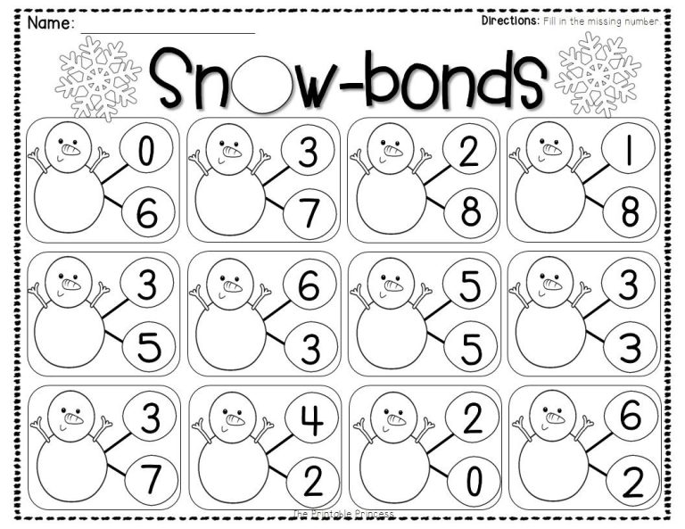 Kindergarten Free Printable Number Bonds Worksheets