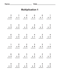 Printable Multiplication Drills Worksheets