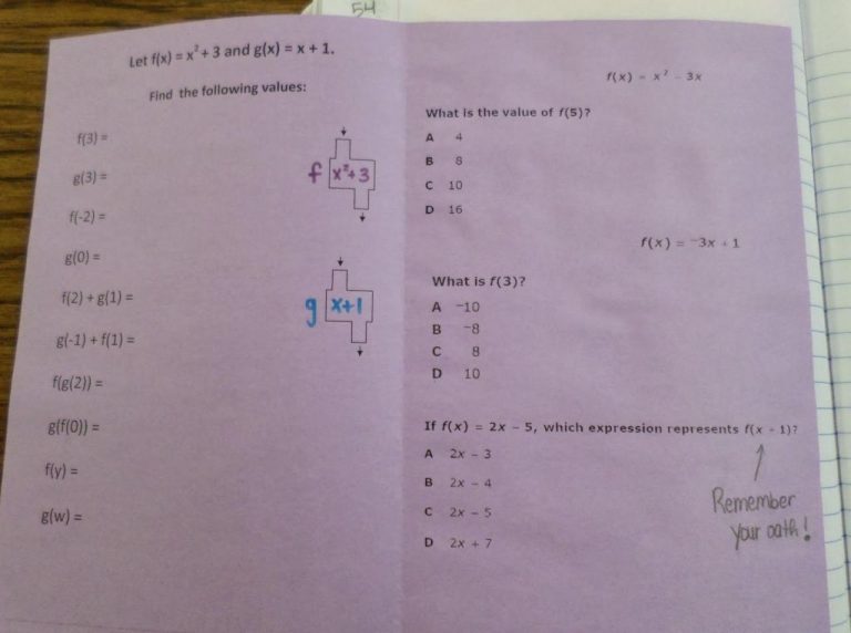 Algebra 2 Function Notation Worksheet Answers