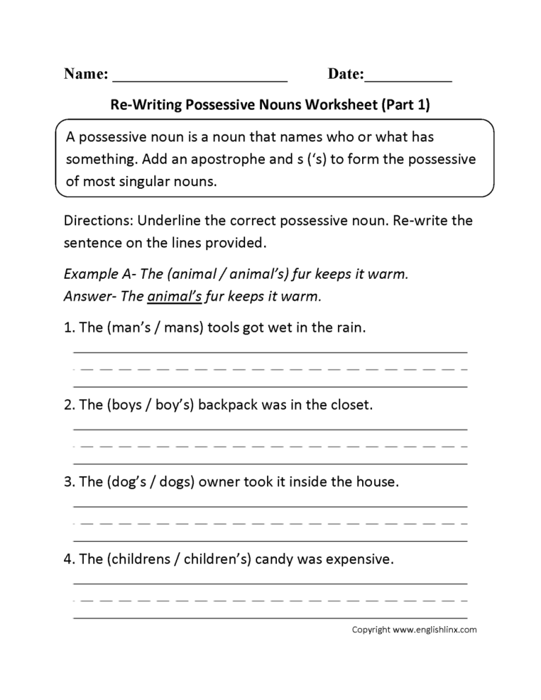 Apostrophe Worksheets With Answer Key For Grade 4