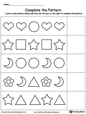 Printable Pattern Worksheets For Grade 1