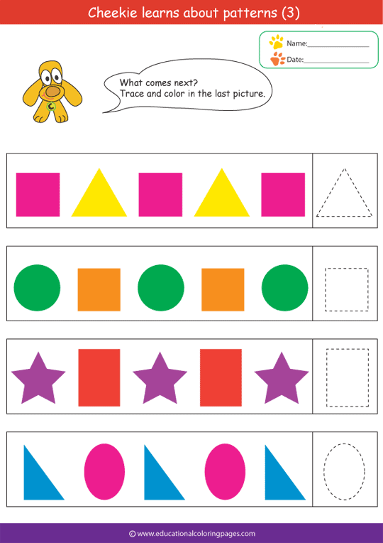 Color Pattern Worksheets For Preschool