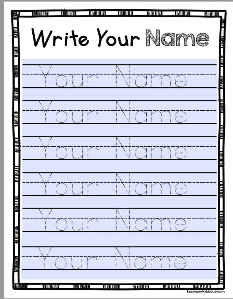 Name Writing Practice Sheets For Kindergarten