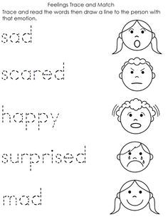 Kindergarten Emotions Matching Worksheet