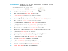 6th Grade Homonyms Worksheets With Answers