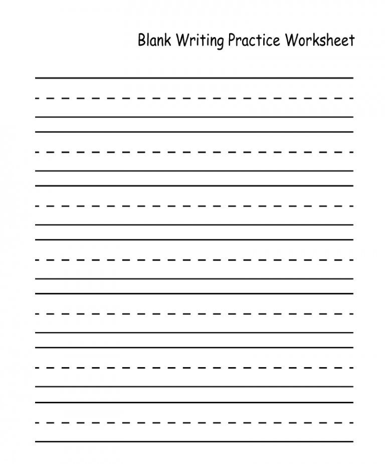 Blank Writing Practice Sheets For Kindergarten