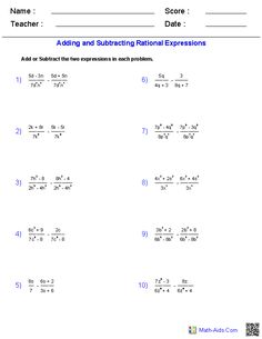 Dividing Rational Expressions Worksheet With Answers