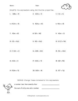 Easy Simplifying Algebraic Expressions Worksheet