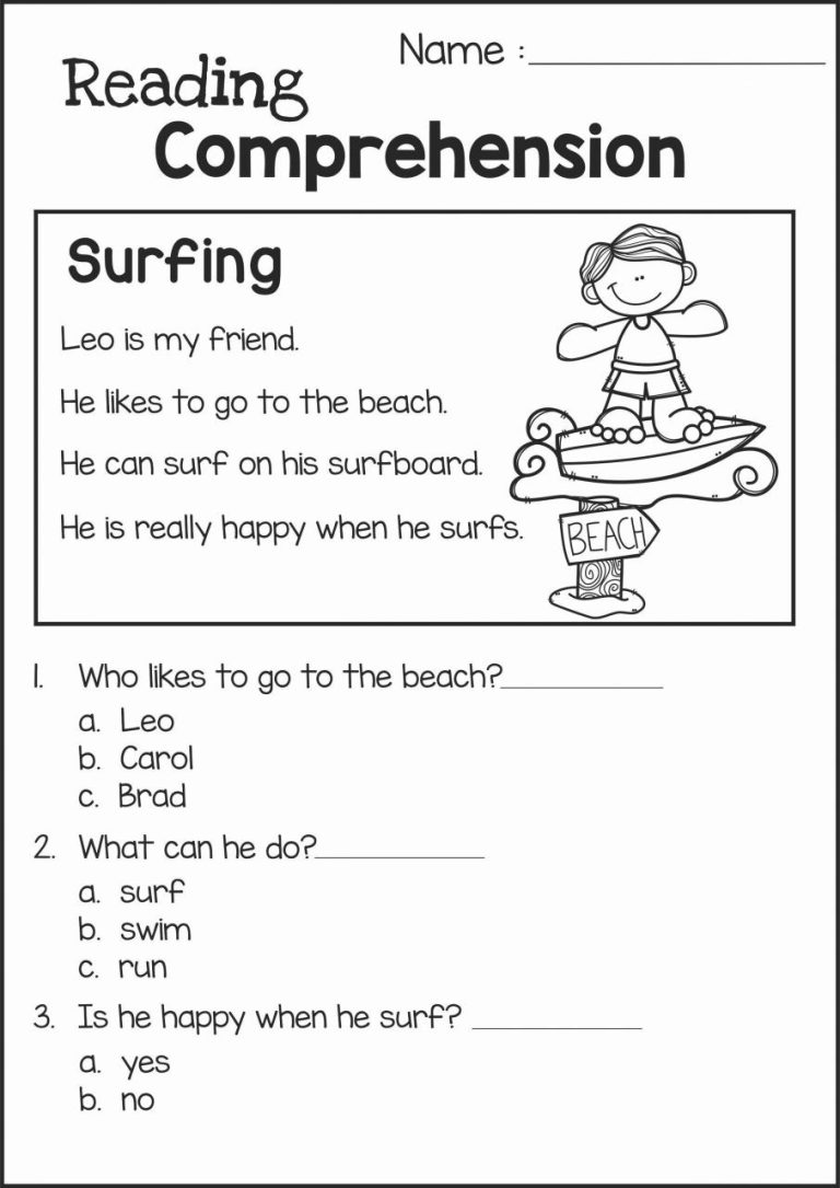 Printable 1st Grade Reading Worksheets Pdf