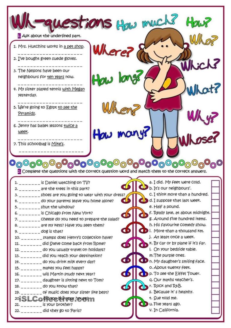 Grade 2 Question Words Worksheet Pdf