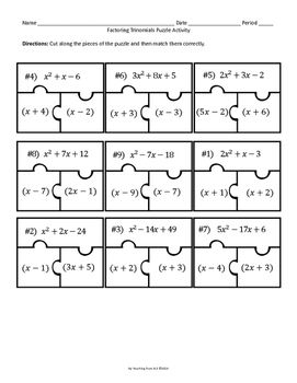 Factoring By Grouping Worksheet Answers With Work