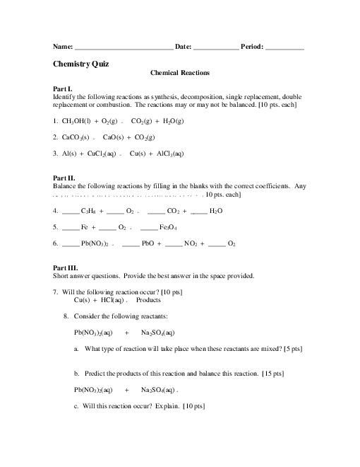 Worksheet For Class 10 Chemistry Chapter 3