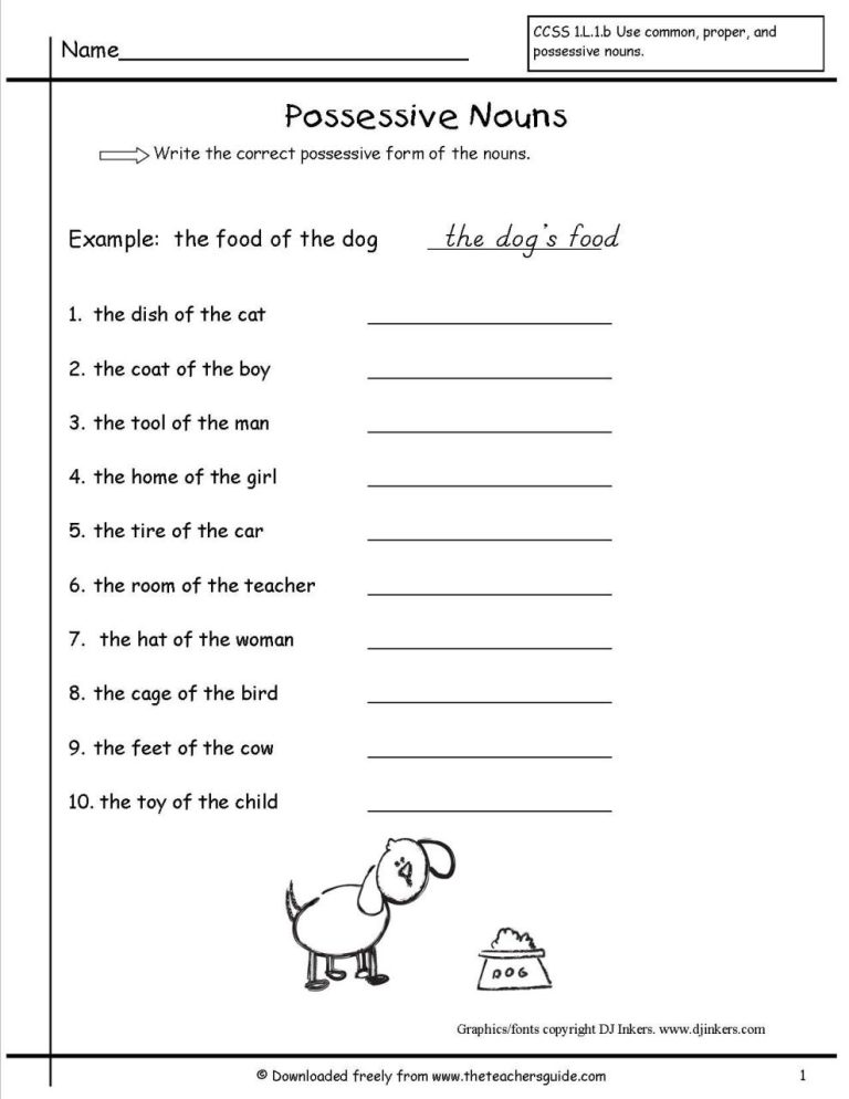 Possessive Nouns Worksheets With Answers For Grade 4