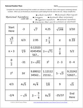 Rational And Irrational Numbers Worksheet Pdf Kuta