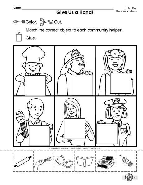 Community Helpers Jobs Worksheet For Kindergarten