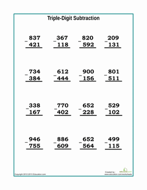 3 Digit Subtraction With Regrouping Worksheets 4th Grade