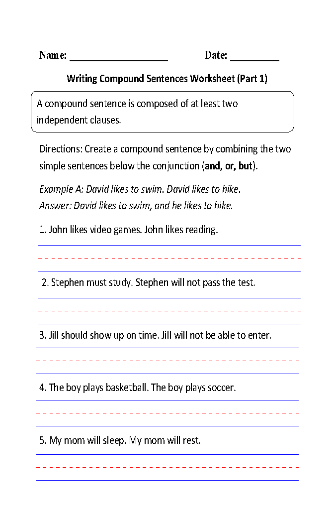 6th Grade Complex Sentences Worksheet