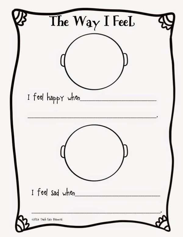 Kindergarten My Feelings Worksheet