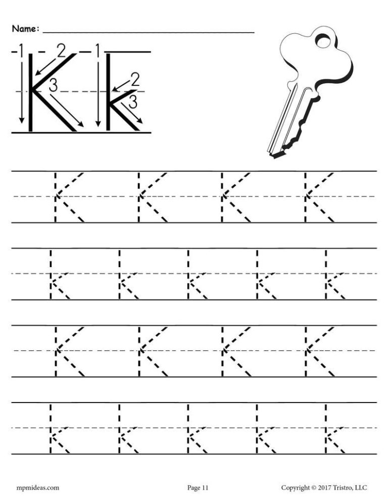 Tracing Letter K Worksheets For Preschool