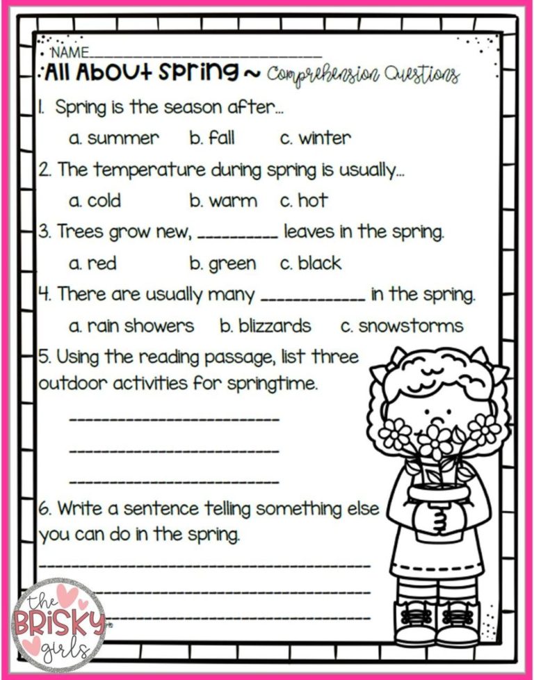 First Grade Seasons Worksheets For Grade 1