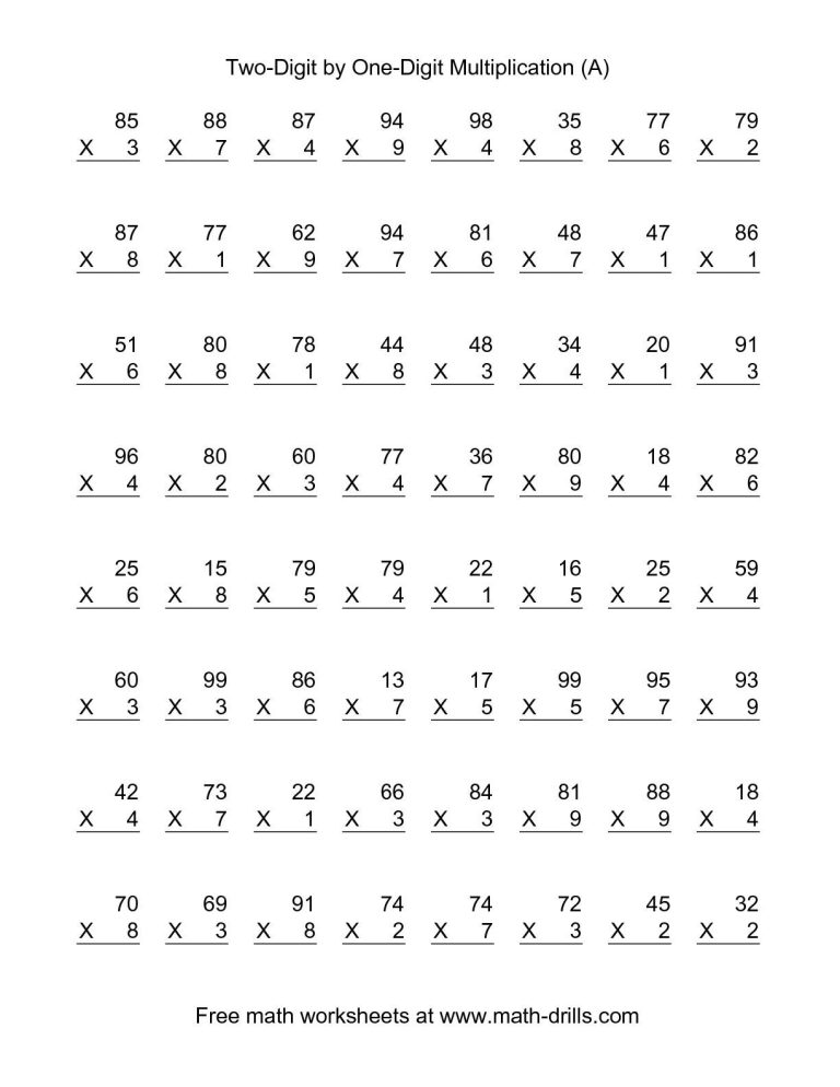 Second Grade 2nd Grade Math Worksheets Multiplication