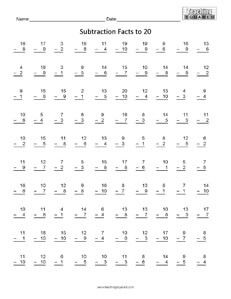 Addition And Subtraction Problems To 20