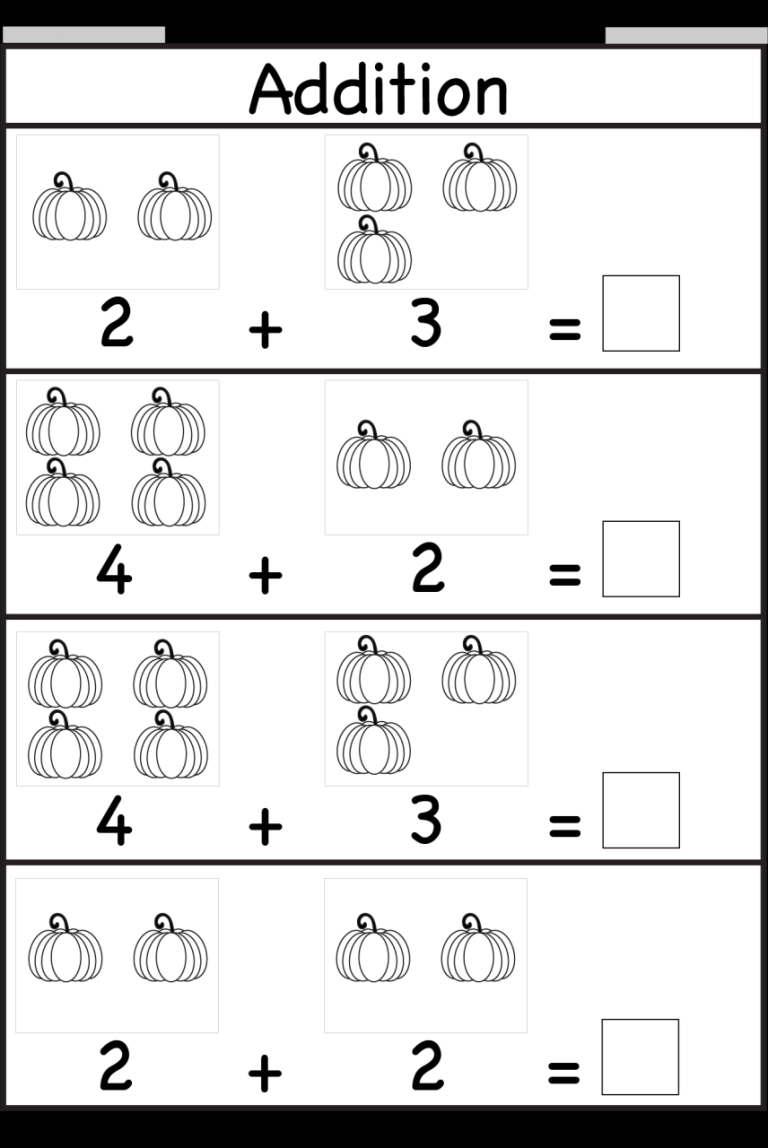 Simple Addition Free Printable Math Addition Worksheets For Kindergarten