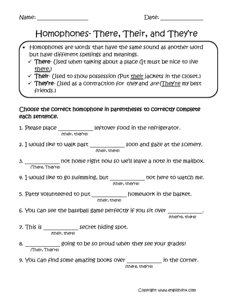 5th Grade Homonyms Worksheets Pdf