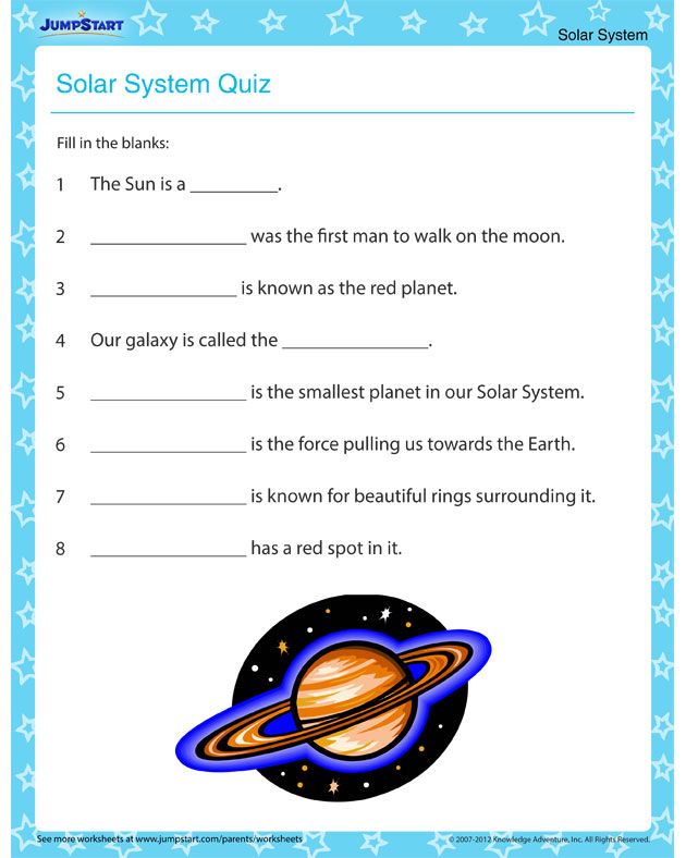 Solar System Science Worksheets For Grade 6