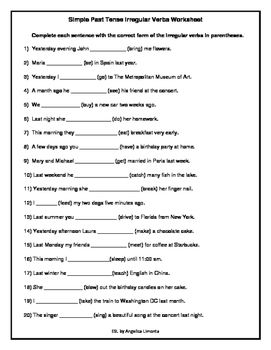 Irregular Verbs Worksheet