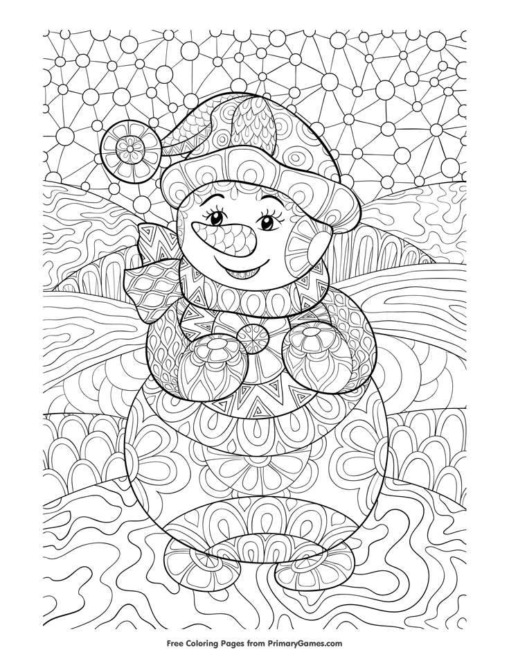 Snowman Coloring Pages For Adults