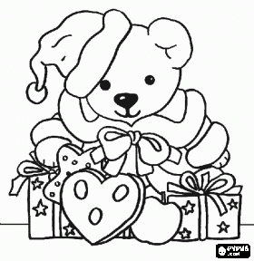 Christmas Cute Teddy Bear Coloring Pages