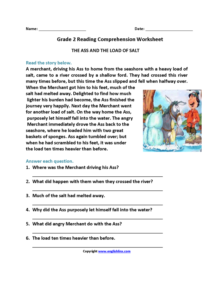 Year 2 Reading Comprehension Worksheets