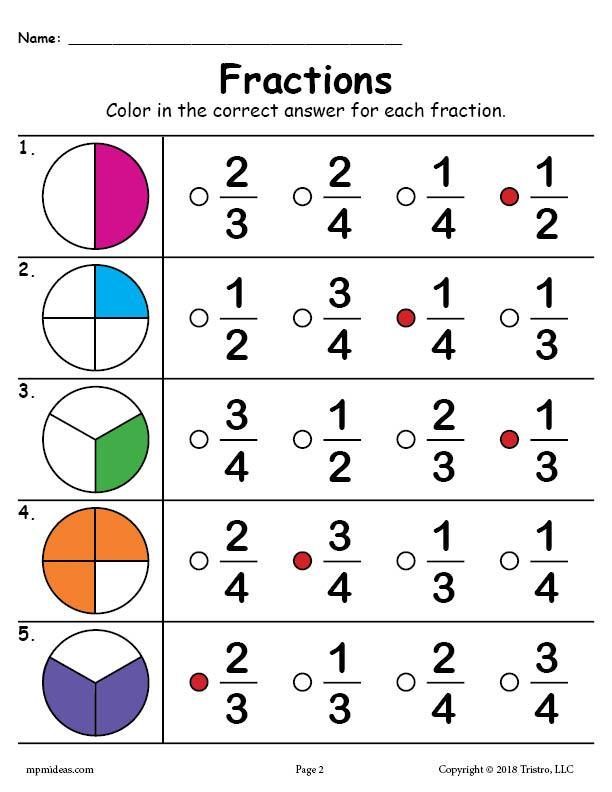 Fractions Worksheets With Answers